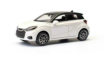Displaying a 3D miniature Hatchback car. Generative AI photo