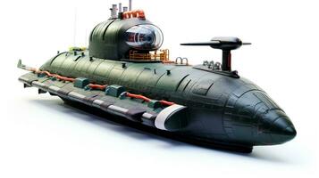 Displaying a 3D miniature Attack Submarine. Generative AI photo