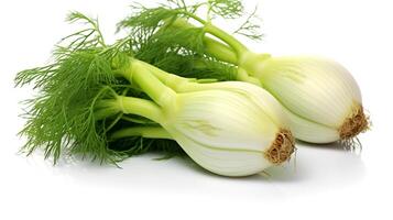 Photo of Fennel isolated on white background. generative ai