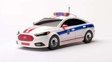 Displaying a 3D miniature Police Car. Generative AI photo