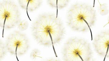 Dandelion flower patterned background. Flower texture background. Generative AI photo