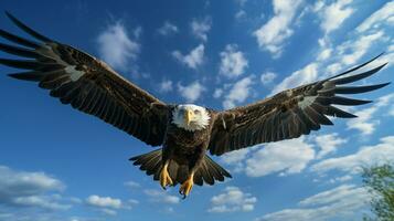 foto de un águila debajo azul cielo. generativo ai