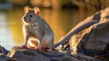 Close-up photo of a Crested Rat looking in their habitat. Generative AI