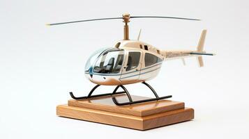 Displaying a 3D miniature Robinson R44. Generative AI photo