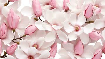 Magnolia flower patterned background. Flower texture background. Generative AI photo