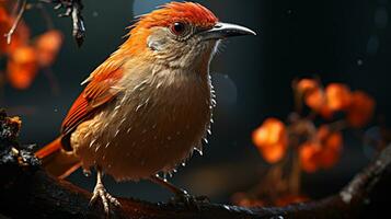 Close-up photo of a Nightingale looking any direction. Generative AI