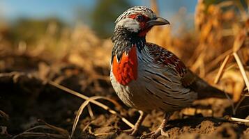 Close-up photo of a Quail looking any direction. Generative AI