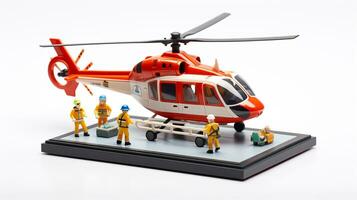 Displaying a 3D miniature Air Ambulance. Generative AI photo