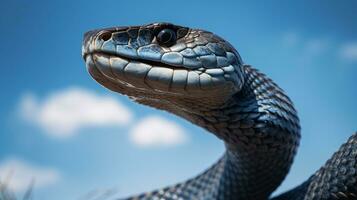 Photo of a Cobra under Blue Sky. Generative AI