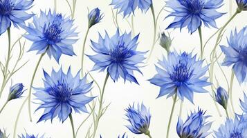 Cornflower flower patterned background. Flower texture background. Generative AI photo