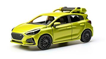 Displaying a 3D miniature Hatchback car. Generative AI photo