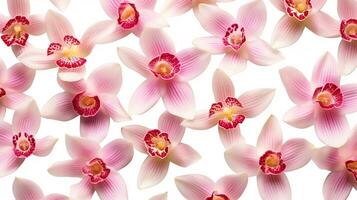 Cymbidium flower patterned background. Flower texture background. Generative AI photo