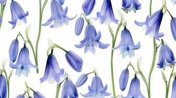 Bluebell flower pattern background. Flower background texture. Generative AI photo