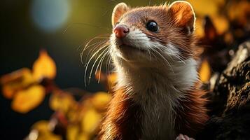 Close-up photo of a Weasel looking any direction. Generative AI