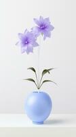 Photo of Balloon flower in pot isolated on white background. Generative AI