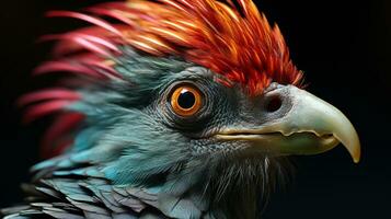 Close-up photo of a Quetzal looking any direction. Generative AI