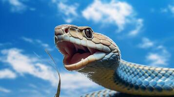 foto de un serpiente debajo azul cielo. generativo ai