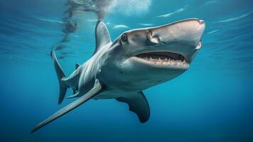 Wildlife photography of Photo of Hammerhead Shark. Generative AI