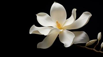 Photo of beautiful Magnolia flower isolated on white background. Generative AI