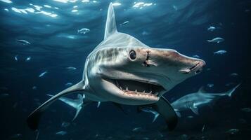 Wildlife photography of Photo of Hammerhead Shark. Generative AI