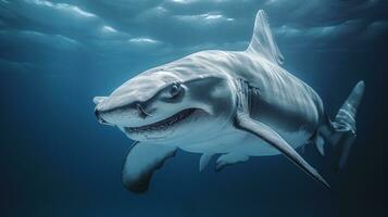 Wildlife photography of Photo of Hammerhead Shark. Generative AI