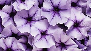 Petunia flower patterned background. Flower texture background. Generative AI photo