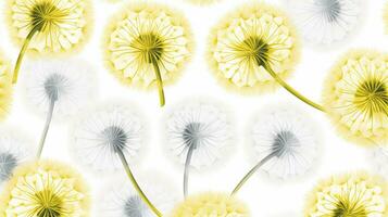 Dandelion flower patterned background. Flower texture background. Generative AI photo