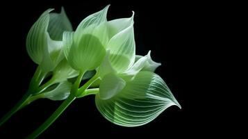 Photo of beautiful Hosta flower isolated on white background. Generative AI