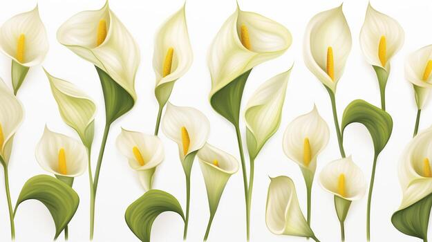 Calla Lily flower pattern background. Flower background texture. Generative AI photo