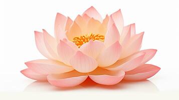 Photo of beautiful Lotus flower isolated on white background. Generative AI