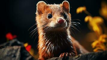 Close-up photo of a Weasel looking any direction. Generative AI