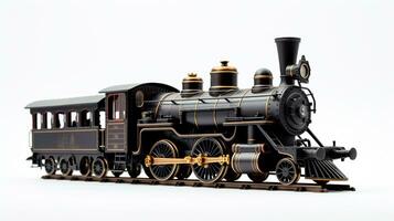 Displaying a 3D miniature Steam Locomotive. Generative AI photo