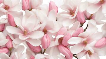 Magnolia flower patterned background. Flower texture background. Generative AI photo