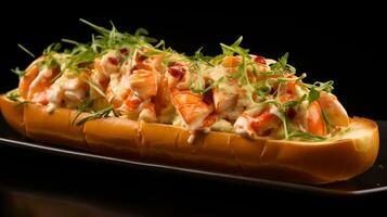 Photo of Lobster Rolls as a dish in a high-end restaurant. Generative AI
