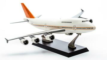 Displaying a 3D miniature Boeing 747. Generative AI photo