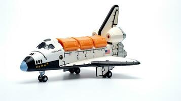 Displaying a 3D miniature Space Shuttle Atlantis. Generative AI photo