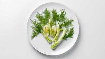 Photo of Fennel sliced isolated on white background. Generative AI