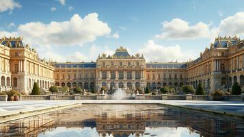 asombroso belleza de el palacio de Versalles en Francia. generativo ai foto