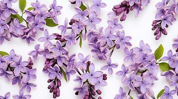 Lilac flower patterned background. Flower texture background. Generative AI photo