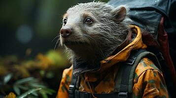 Close-up photo of a Wombat looking any direction on jungle. Generative AI