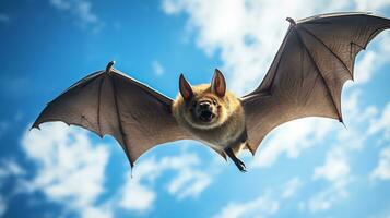 Photo of a Vampire Bat under Blue Sky. Generative AI