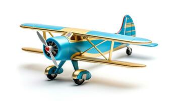 mostrando un 3d miniatura hélice avión. generativo ai foto