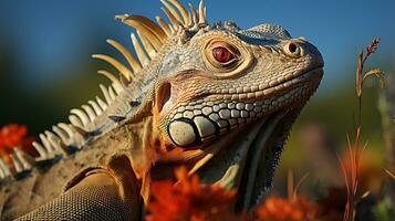 Close-up photo of a Desert Iguana looking any direction in the Desert. Generative AI