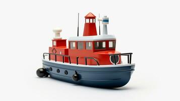 Displaying a 3D miniature Tugboat. Generative AI photo