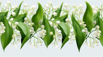 Lily of the Valley flower patterned background. Flower texture background. Generative AI photo