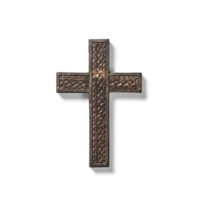 isolado cristão Cruz bronze prato em forma para seu religião conceito. png