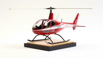 Displaying a 3D miniature Robinson R44. Generative AI photo