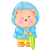 Teddy bear wearing a raincoat. png