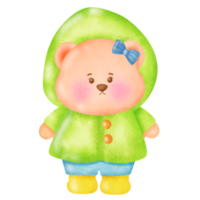 Teddy bear wearing a raincoat. png