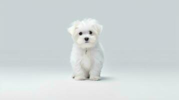 Photo of a maltese on white background. Generative AI